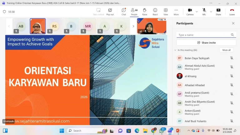Training karyawan baru PT Sejahtera Mitra Solusi